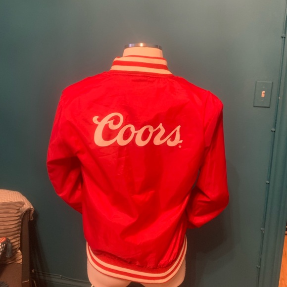 Brixton x Coors Banquet Beer Men's Bomber Varsity Track Jacket Red Small - Picture 4 of 10